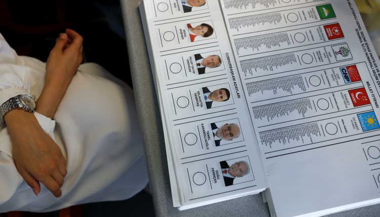 Stimmzettel für die Wahlen in der Türkei 2018.