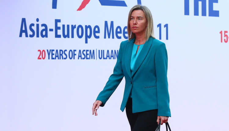 EU-Außenbeauftragte Mogherini auf dem Asien-Europa-Treffen im Jahr 2016.