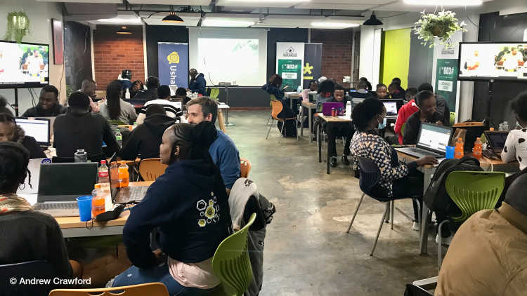 The election situation room set up by Ushahidi in a Nairobi tech hub. It provided 24-hour monitoring of social media and verified over 11,000 reports for the public while escalating critical information to authorities and foreign observers.