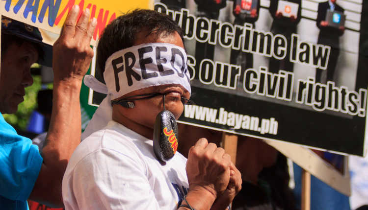 Protest auf den Philippinen gegen das Gesetz zur Internetkriminalität.