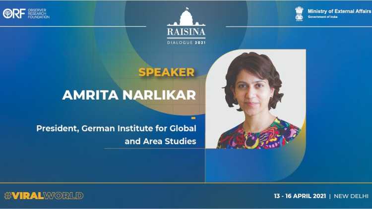 Picture of Amrita Narlikar in the banner of the Raisina Dialogue 2021 event