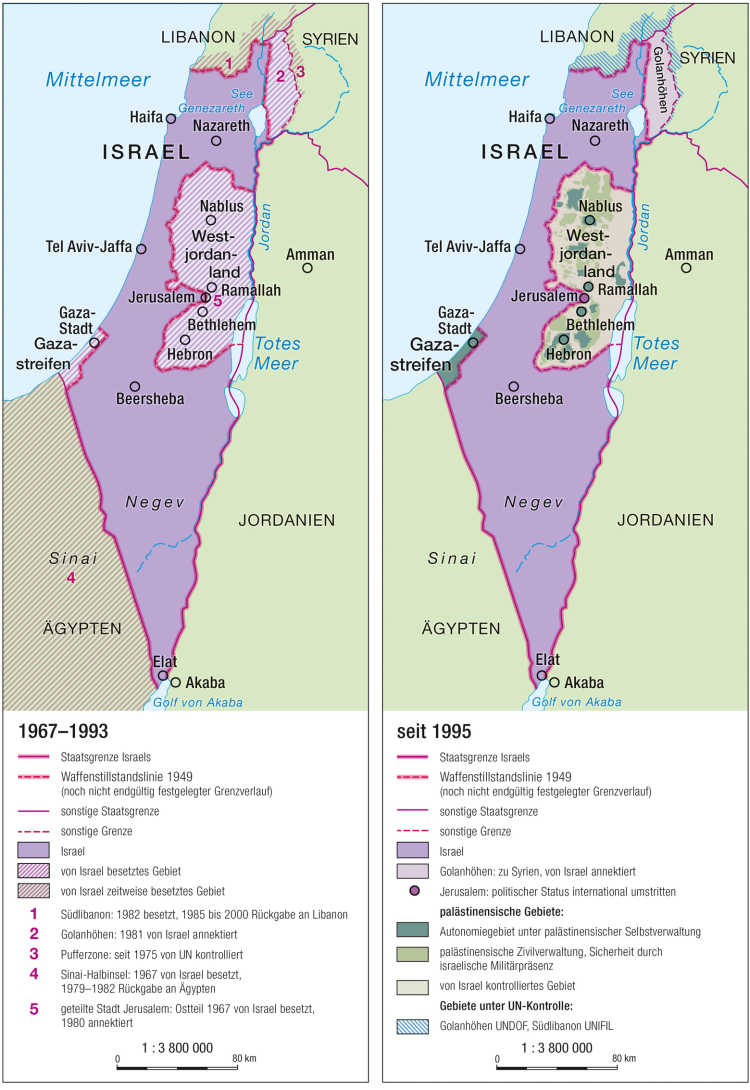 Grafik von Israels territorialer Entwicklung