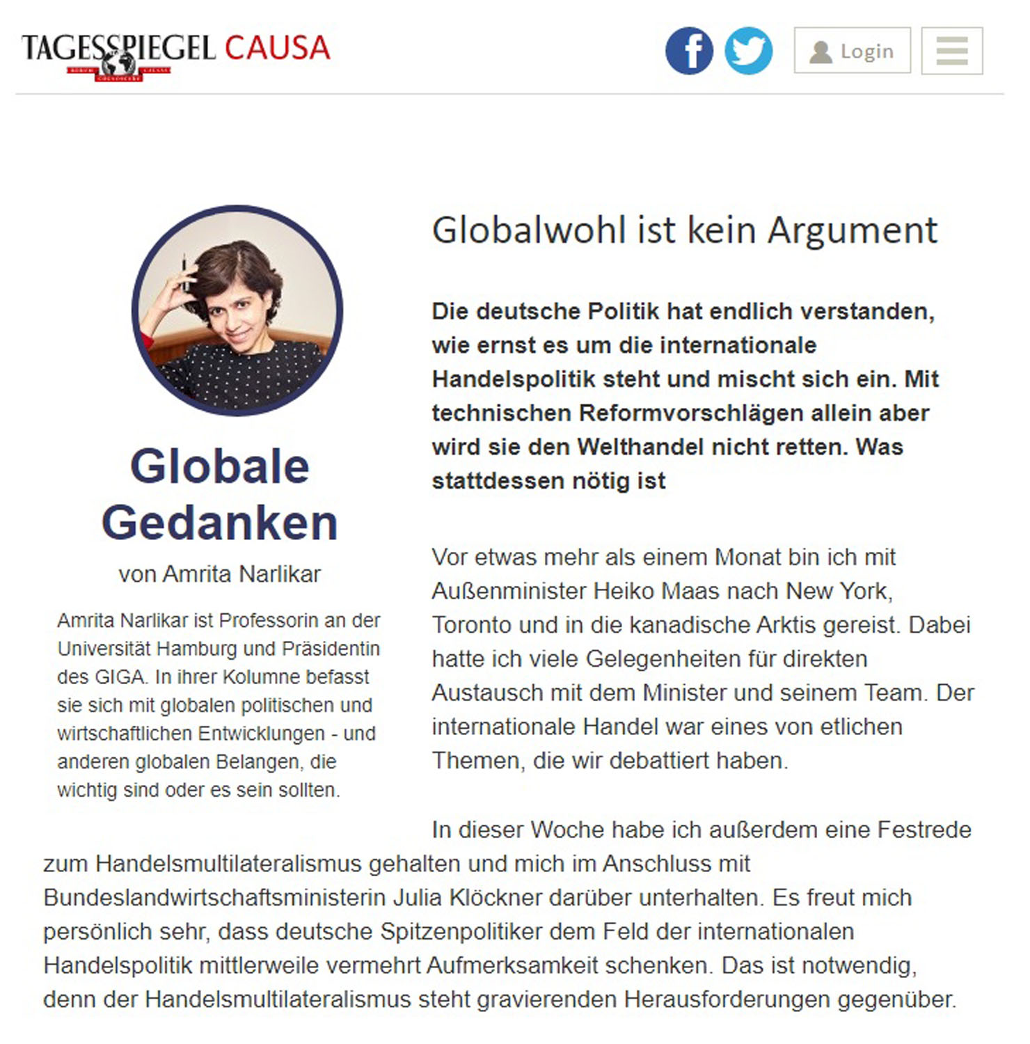 Excerpt from an article in the Tagesspiegel