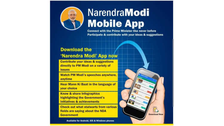 Picture of an advertisement for the Narendra Modi App