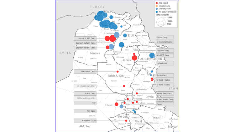 Karte Irak: Status der Camp-Schließung (14. Januar 2021)