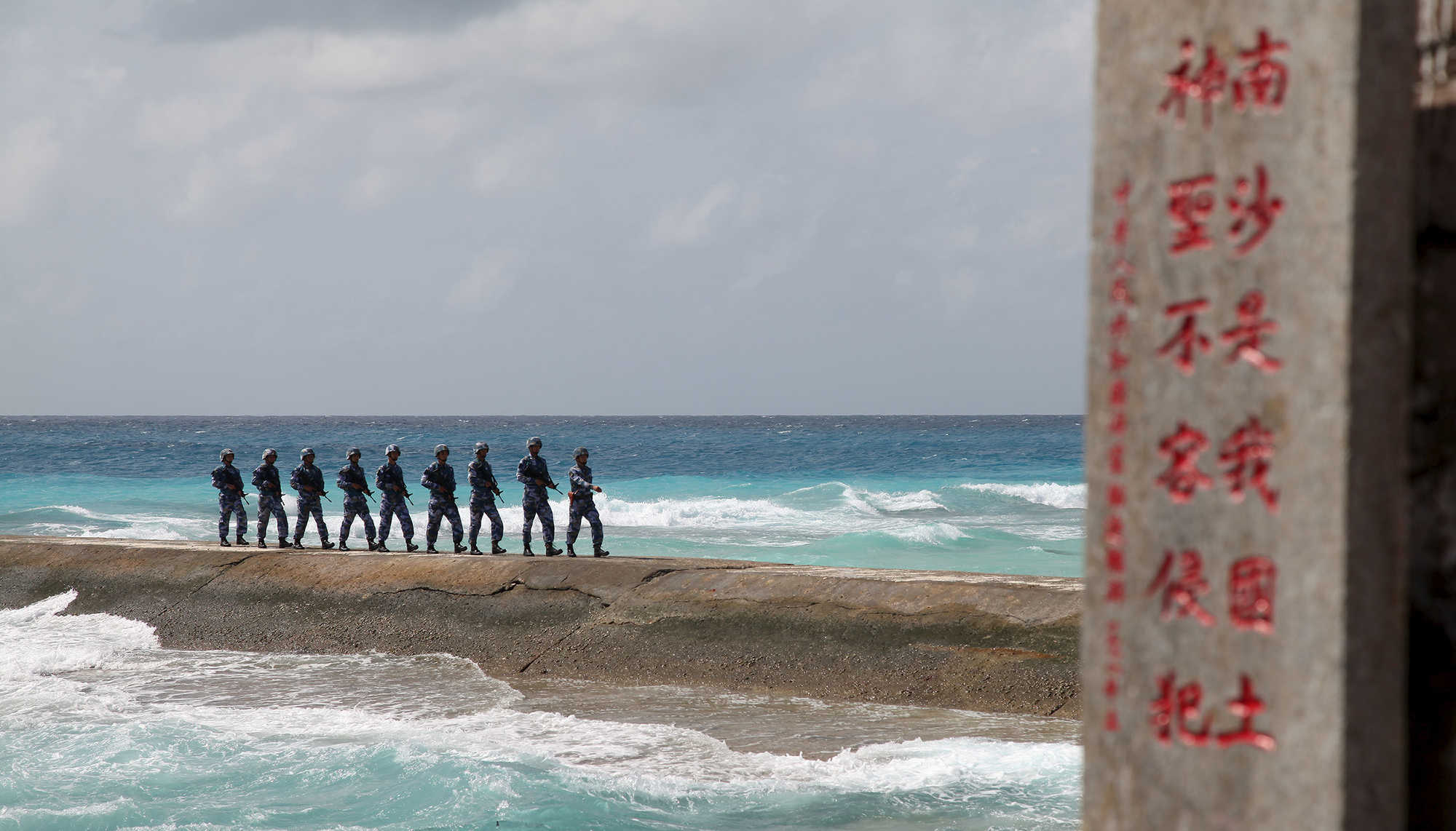 Picture of Chinese soldiers patroling at Spratly Islands