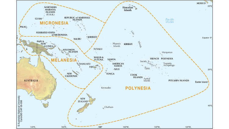 Map of the cultural areas of the pacific