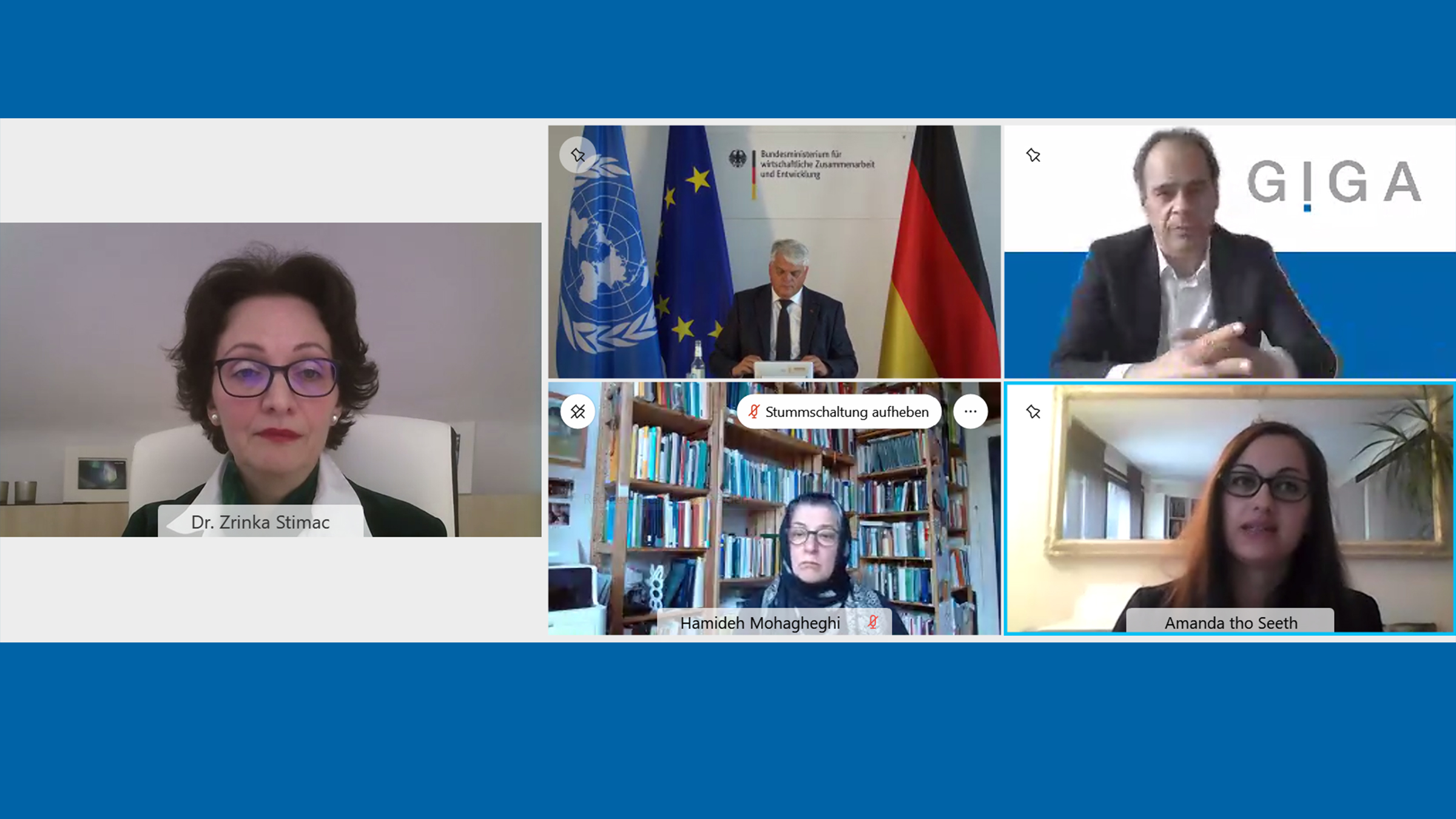 Screenshot von der Veranstaltung "Kann die Religions- und Weltanschauungsfreiheit nachhaltige Entwicklung fördern?"