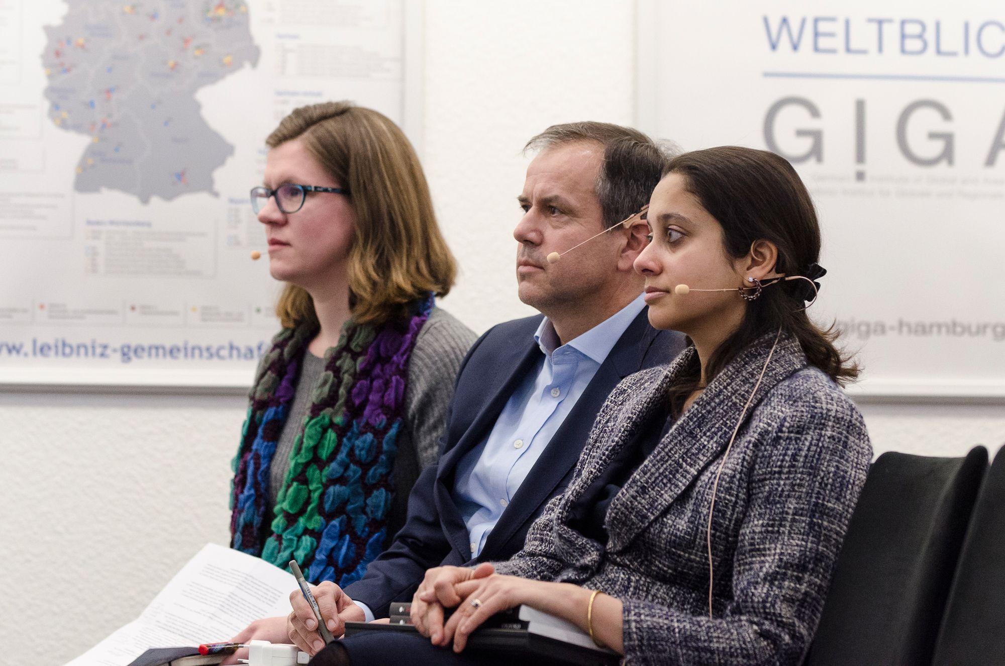 From left: Dr. Kate Sullivan de Estrada, Andreas Cichowicz, Prof. Manjari Chatterjee Miller 