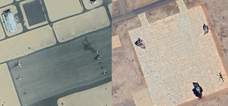 Satellite Images from Merowe International Airport 05.07.2023 (left) and Jabal Awliya Airbase 20.04.2023