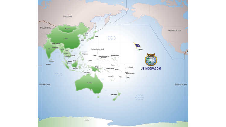 Map of the U.S. Indo-Pacific Command Area of Responsibility