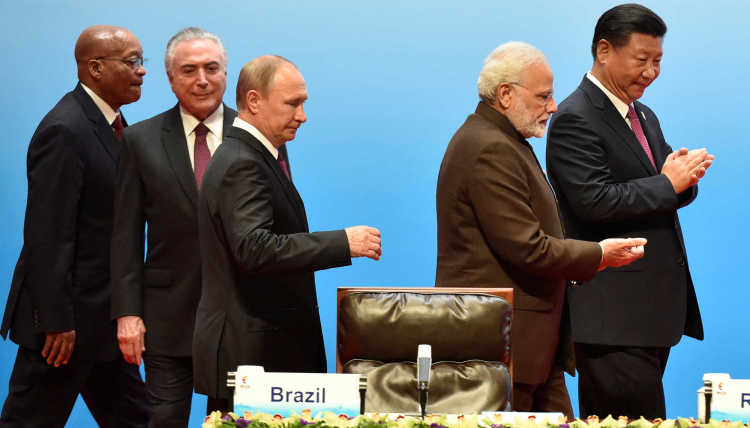 The Presidents of South Africa, Brazil, Russia, India and China at the BRICS Summit in Xiamen.