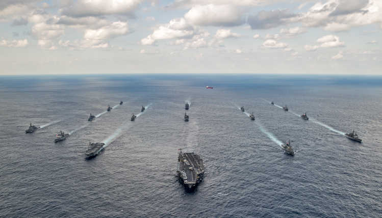 Military ships in the Pacific Ocean