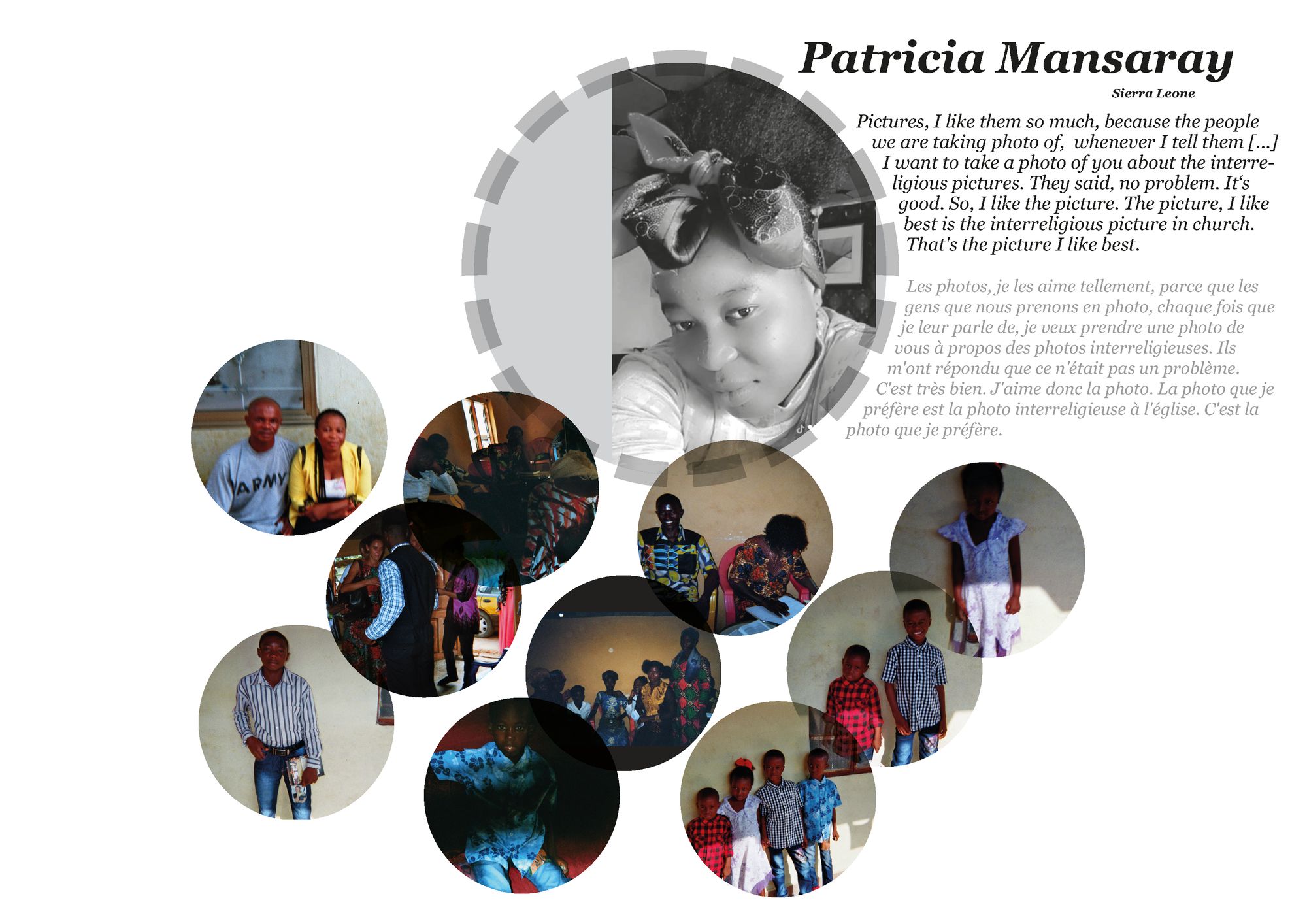Collage of picture of religion and peace, Patricia Mansary, Sierra Leone