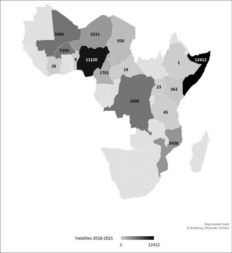 Todesopfer bei Kampfhandlungen mit dschihadistischen Gruppen in Subsahara-Afrika 