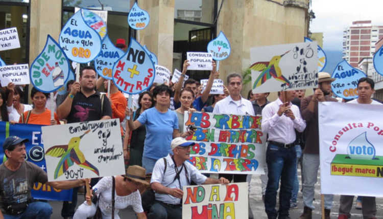 Demonstration in Kolumbien für Wasser.