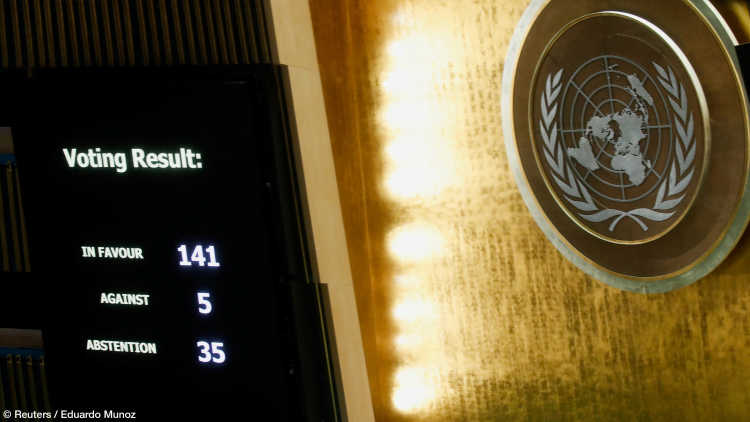 New York UN General Assembly Vote Russia Condemnation