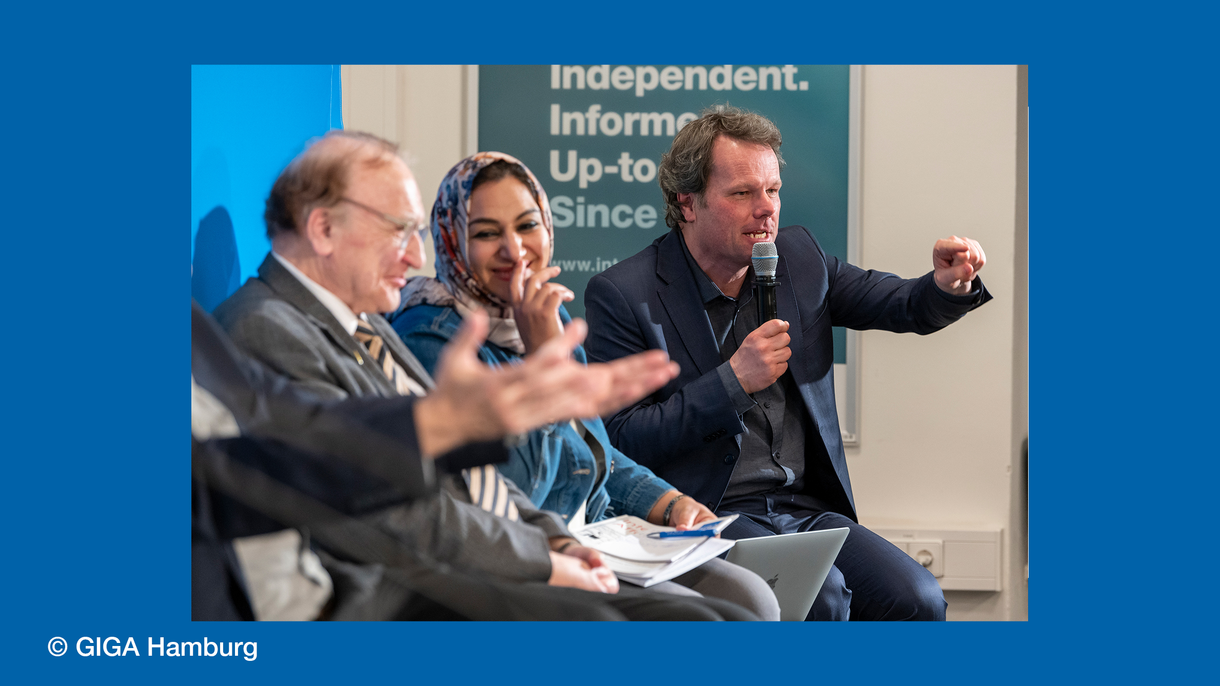 Picture of Speakers from right to left: Bernd Erbel, Dr. Ula Abd Al Khalel Merie and Prof. Dr. Eckart Woertz