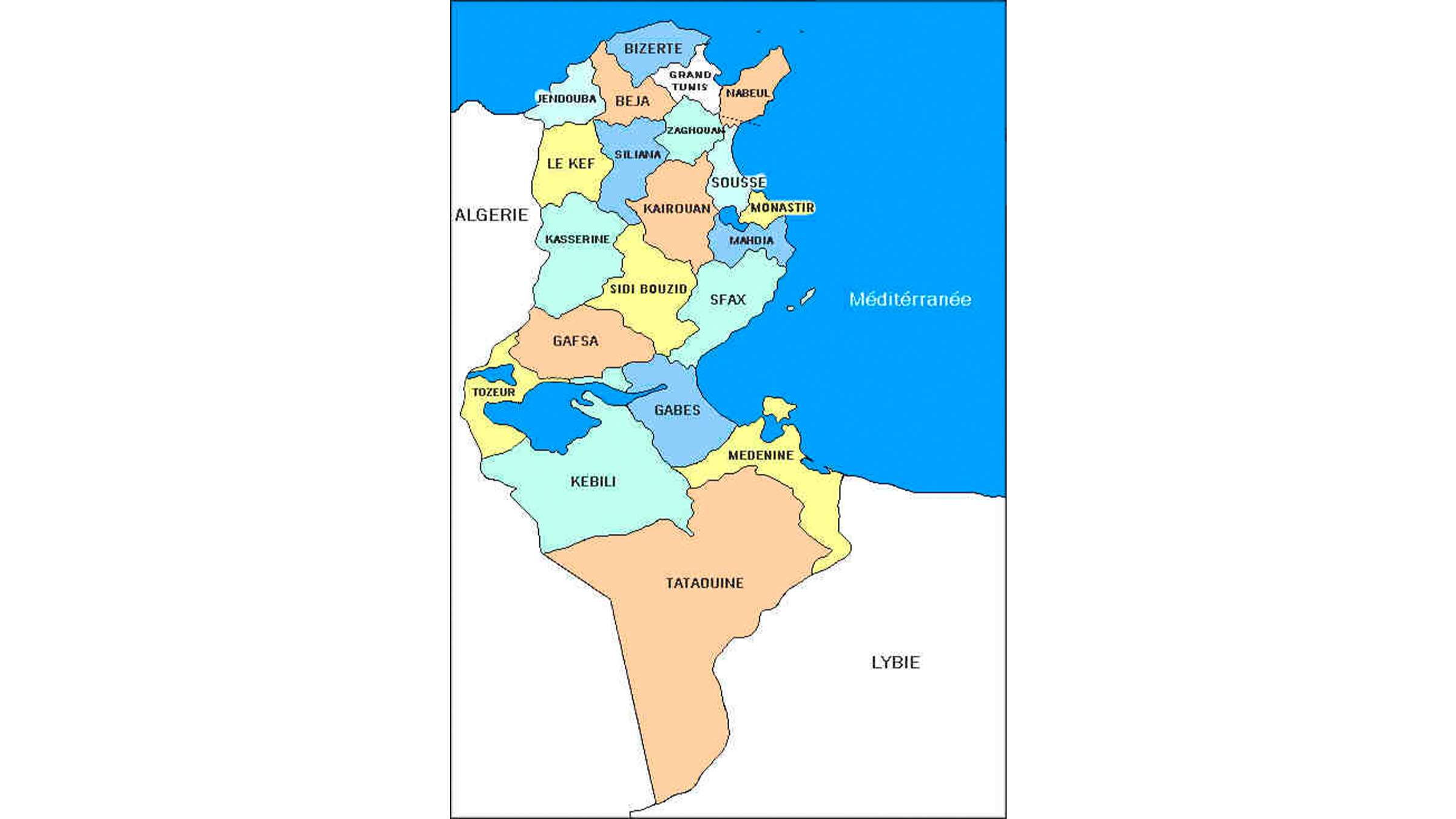 Grafik Die Gouvernorate Tunesiens