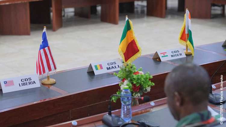 ECOWAS Committee of Chiefs of Defense staff meet on the deployment of its standby force in the Republic of Niger, in Accra, Ghana. August 17, 2023.