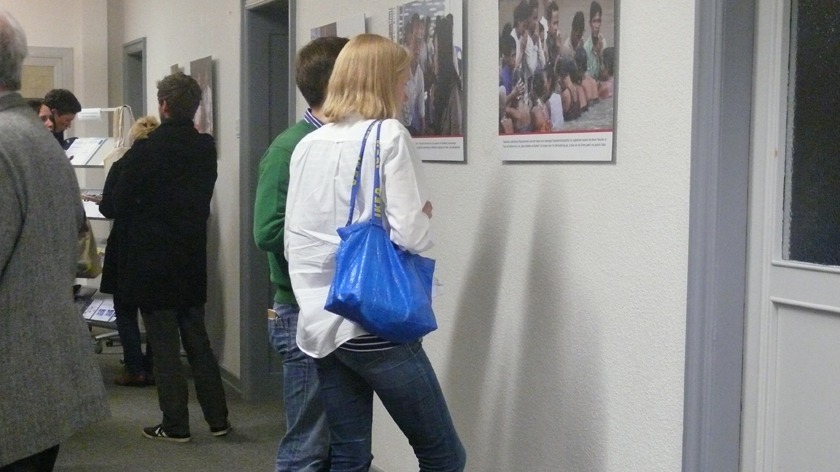Guests view the Cambodia exhibition