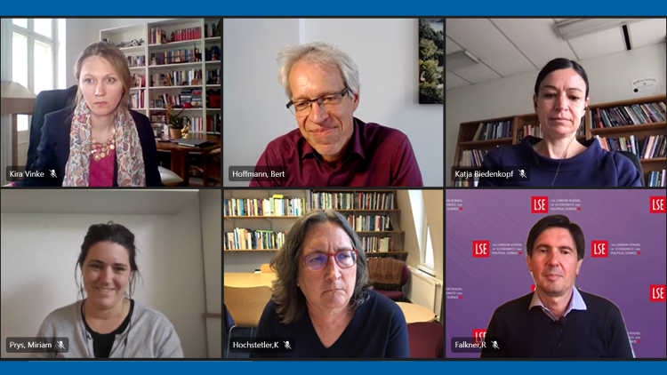 Screenshot of the panel of the online GIGA Talk on climate responsibility.