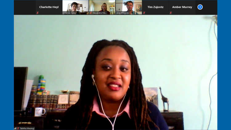 Screenshot of Tabitha Mwangi at the Non-Western Actors in Africa workshop