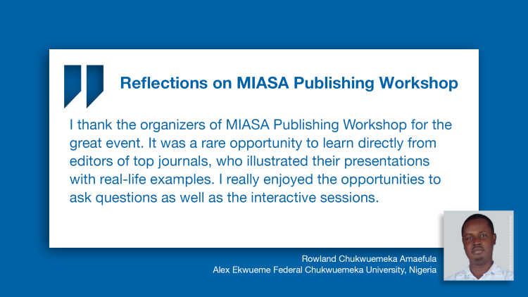 Rückblick auf den MIASA Publishing Workshop: Zitat von Amaefula