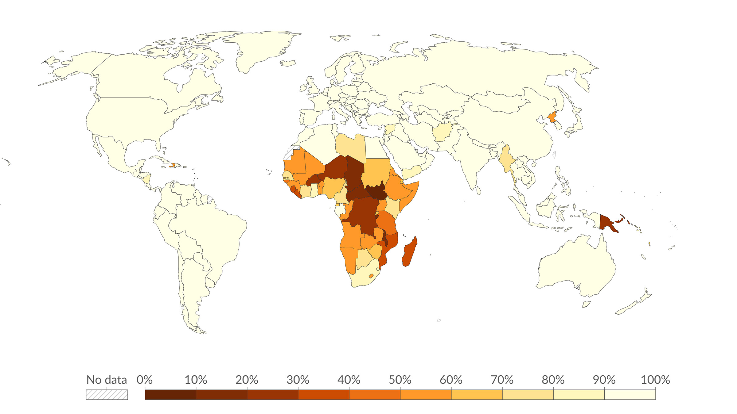 Map showing that nearly 775 million people in low‑income countries still lack access to electricity, which severely limits the ability of workers and businesses to adopt AI tools.