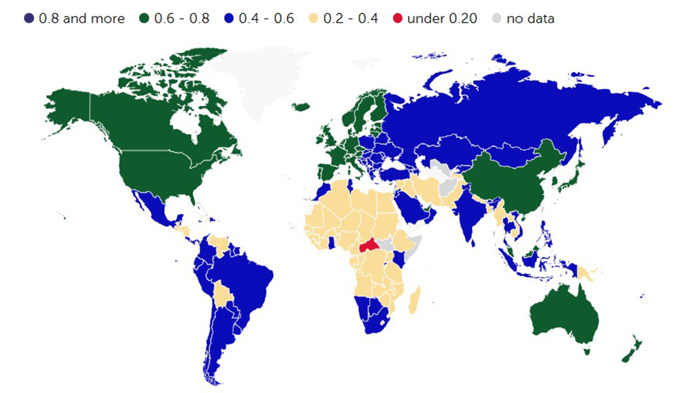 AIPI assesses how ready 174 countries are for AI adoption by combining normalized indicators on digital infrastructure, human capital, labor policies, innovation capacity, and legal frameworks, using data from eight international institutions.
