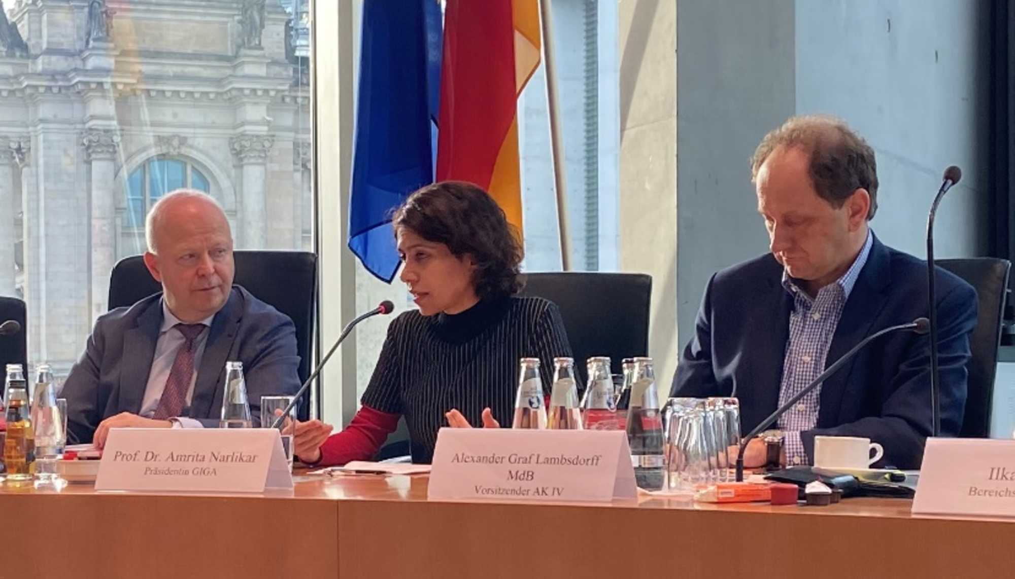 Amrita Narlikar on a panel