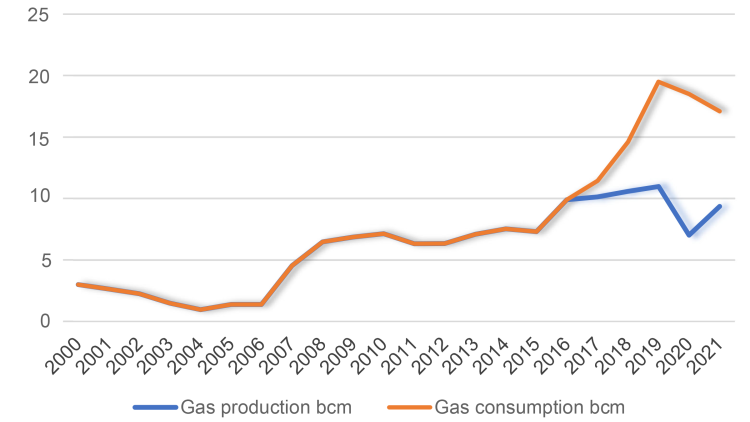 Iraqi Gas Production and Consumption.