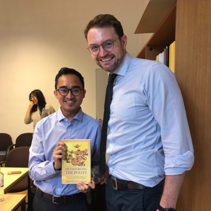 Photo of the book talk on politics in Myanmar, panelists speaking