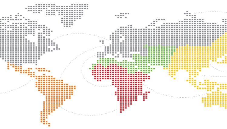 World map in pixels