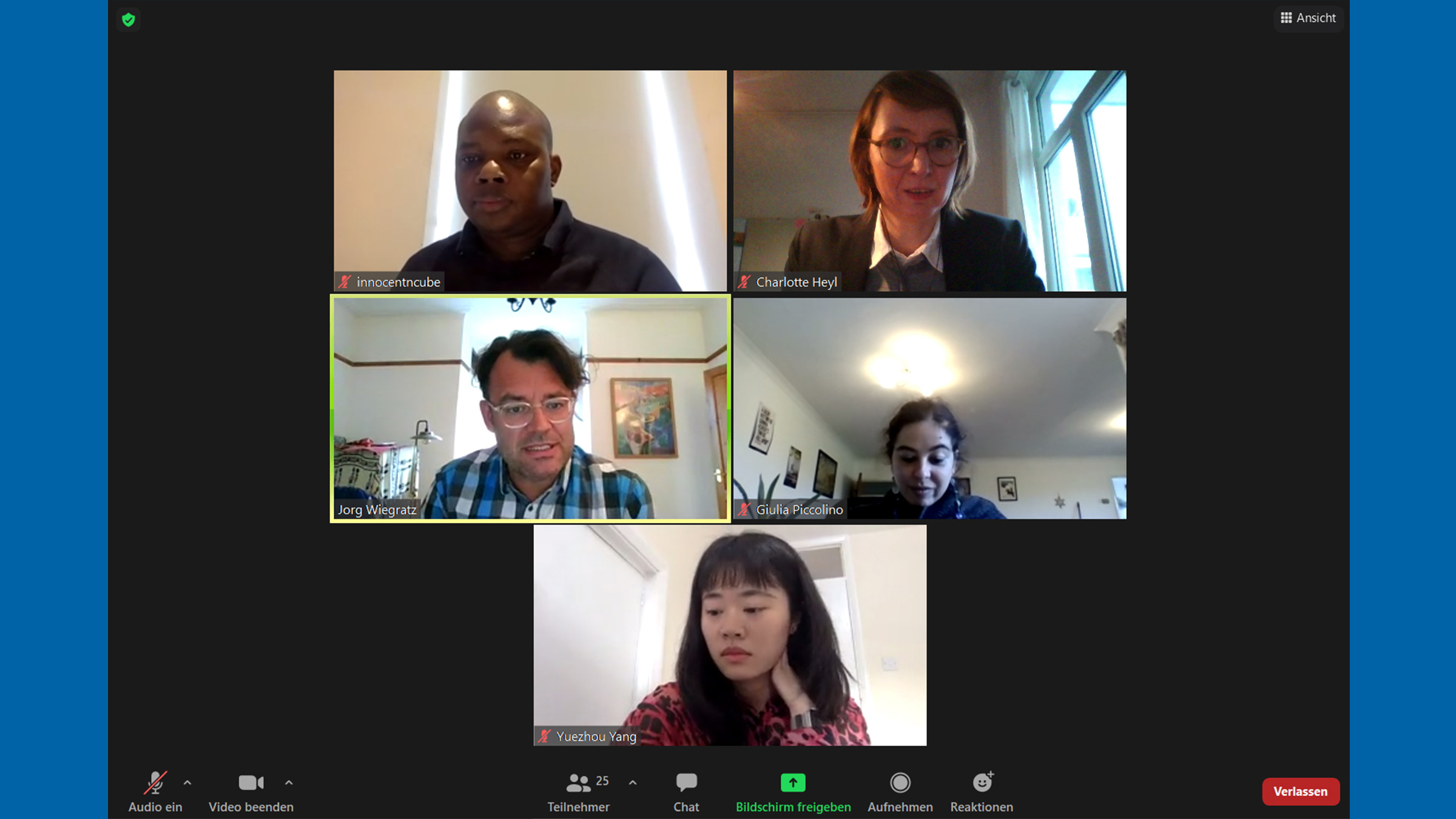 Screenshot of Members at the Non-Western Actors in Africa workshop