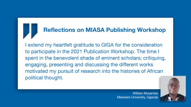 Rückblick auf den MIASA Publishing Workshop: Zitat von Musamba