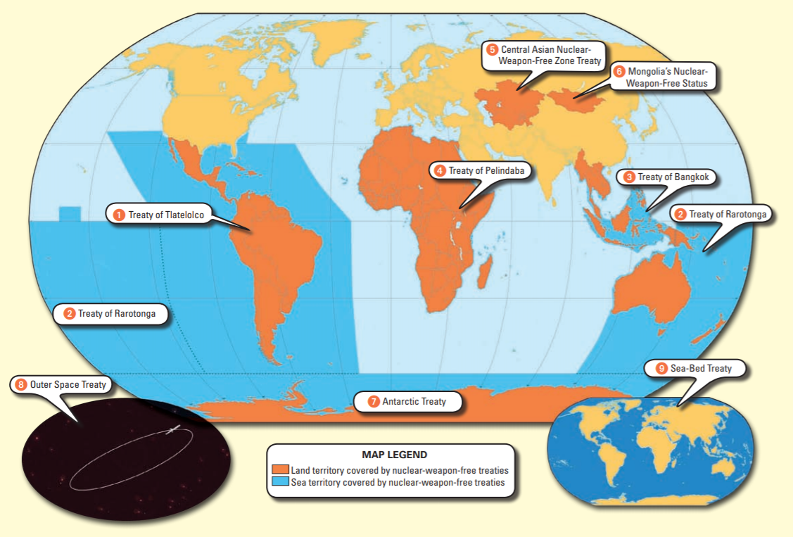 Map of Nuclear-Weapon-Free Zones in the world.