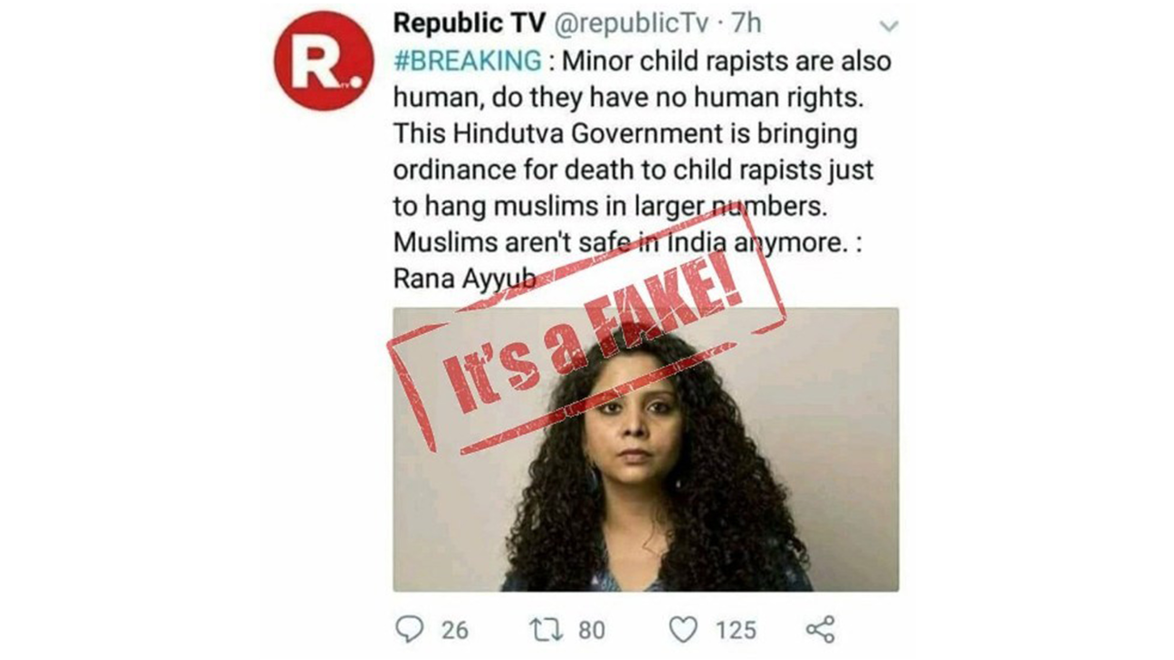 Fake Quote Attributed to Indian Journalist Rana Ayyub, Who has been Critical of the BJP.