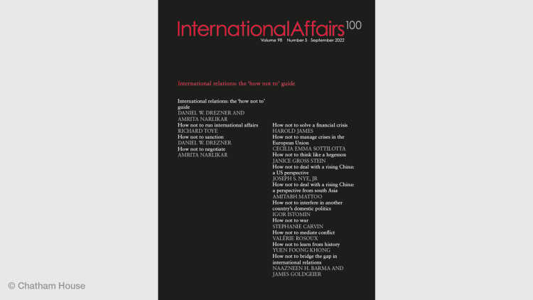 Cover of International Affairs (Volume 98, Number 5, September 2022).