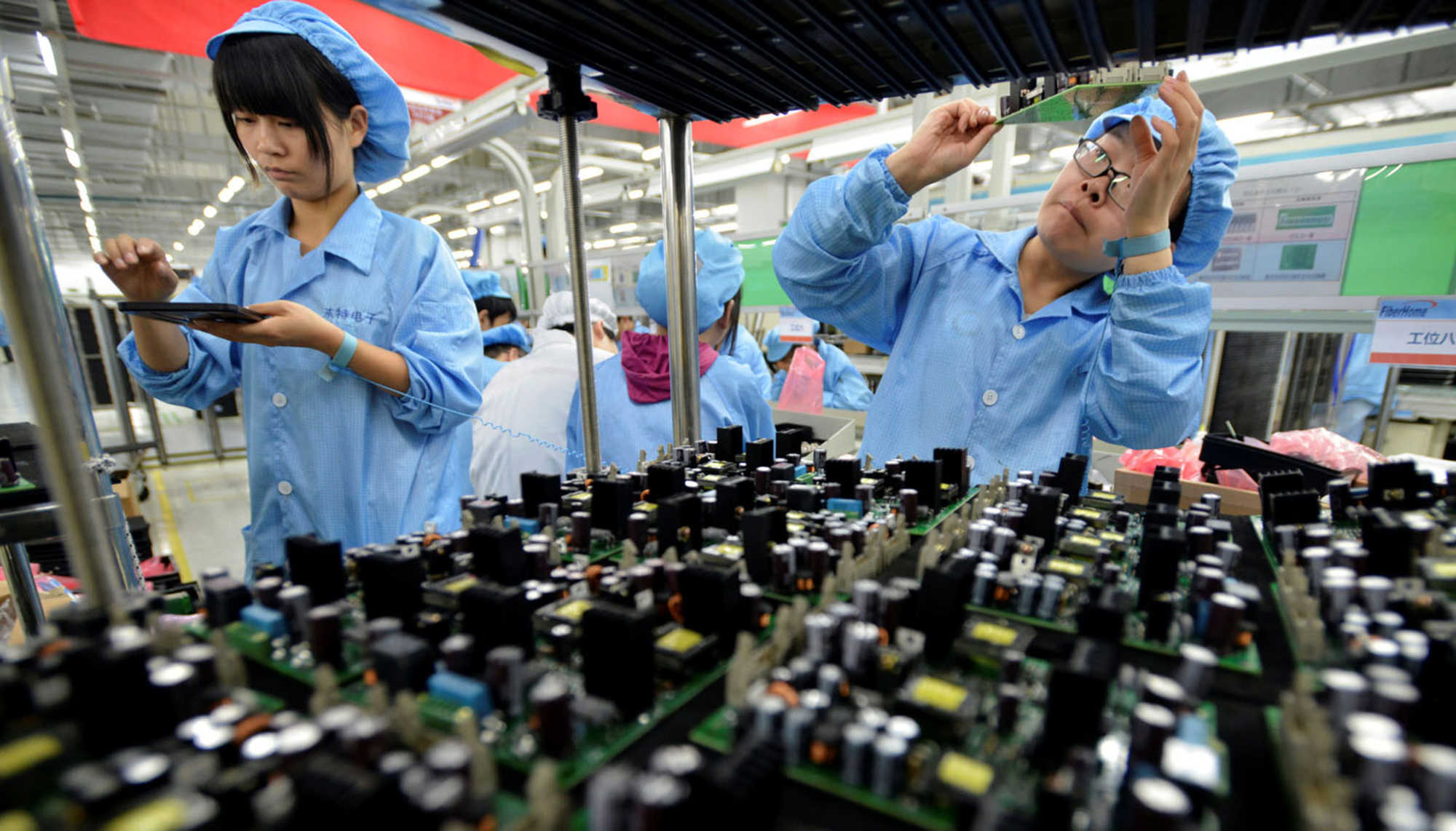 Factory producing electronic panels