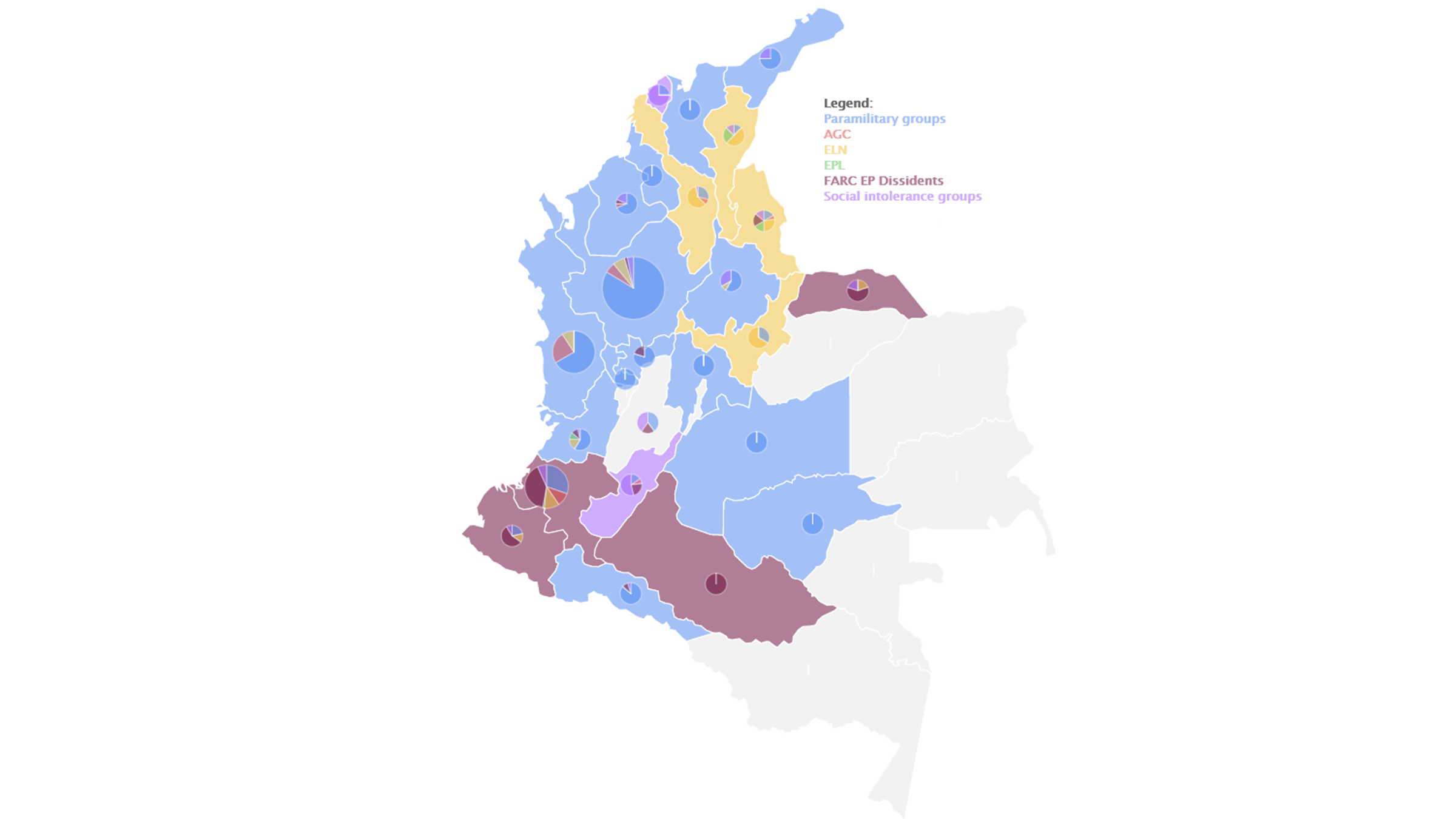 Regional Variation in Violence in Colombia, 01.01.2019–05.03. 2020